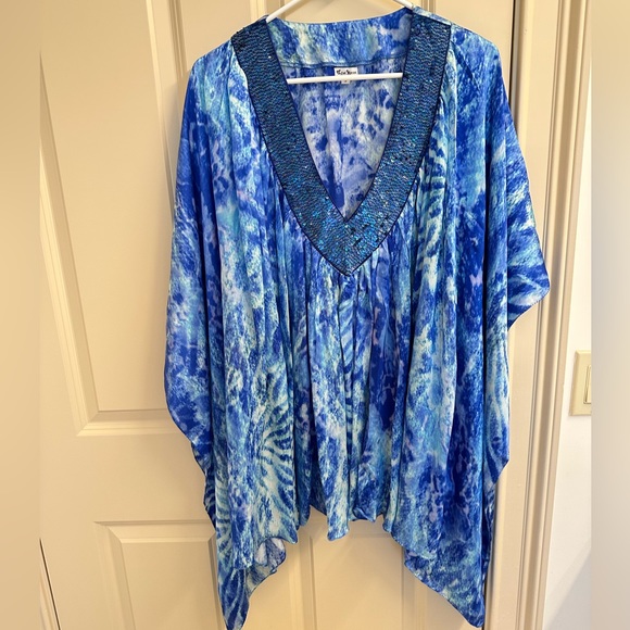 Gorgeous silk tunic- pool or beach cover up - Picture 1 of 5